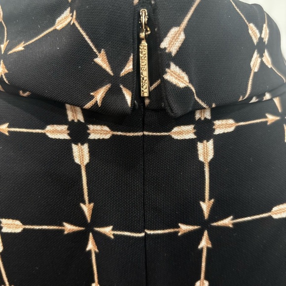 Tory Burch NWOT Mock Neck Long Sleeve Geometric Arrow Sleeve Mini Dress Sz M - Picture 6 of 9